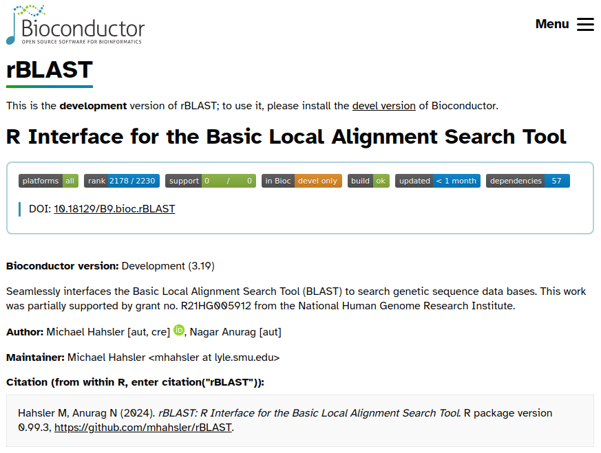 Bioc rBlast landing page